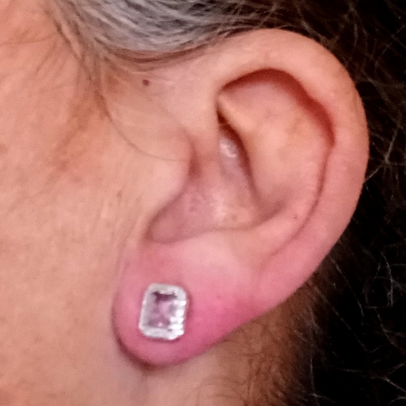 Pink Sapphire & Diamond Earrings in WG - Picture 2 of 4